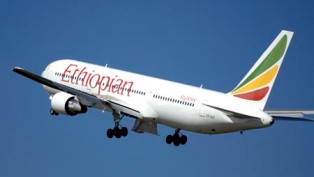 Ethiopian Airline passenger plane in flight