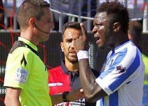 Sulley Muntari was given a one-match ban after walking off the field protesting the referee Daniele Minelli's inability to act on his complaint that he was being was racially abused by spectators