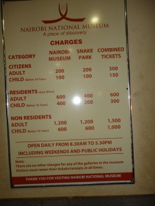 Nairobi National Museum Entry Fee