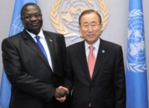 un secretary general ban ki-moon meets with then then south sudan vice-presdent dr riek macharudanSG Meeting