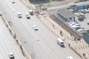 Light late night traffic on University Way, Nairobi, Kenya.