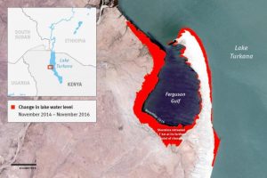 Ethiopia's dams and plantations have led to the dropping water level and retreating shoreline of Lake Turkana.