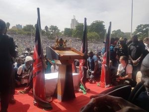 The dais shortly before Raila Odinga took oath as People's President of Kenya on January 30, 2018.