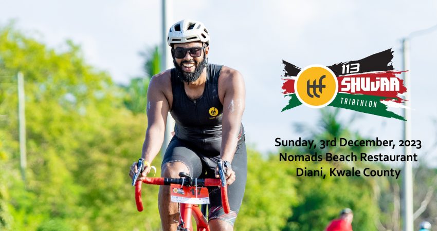 With an open water swim in the Indian Ocean followed by a full tarmac road cycle and run through Diani, Ramisi, Msambweni and Majoreni areas this will be one event that will crown you as a Triathlon Shujaa